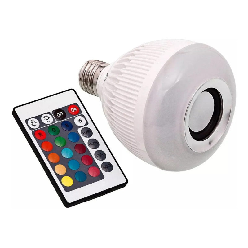 Lâmpada Musical Caixa Som 12w Bluetooth Luz Led RGB com Cont