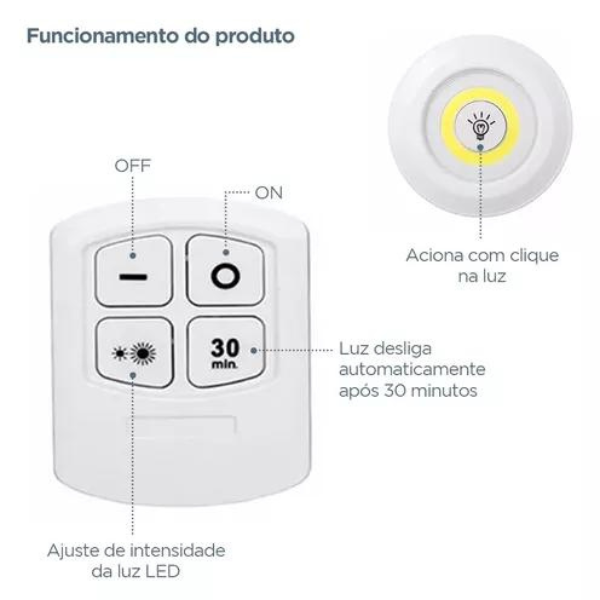 Kit 3 Lâmpadas Luminária Led Controle Sem Fio