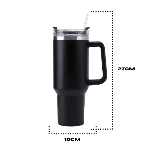 Copo Térmico Grande 1200 Ml Canudo Parede Dupla Cor preto