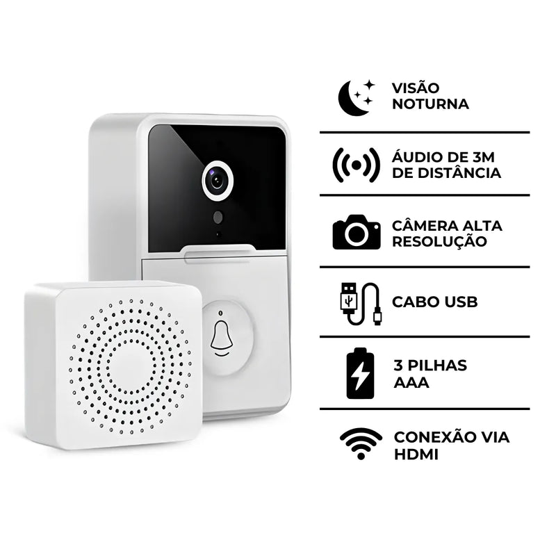 Campainha C/ Câmera Wifi S Fio Inteligente Interfone C Áudio