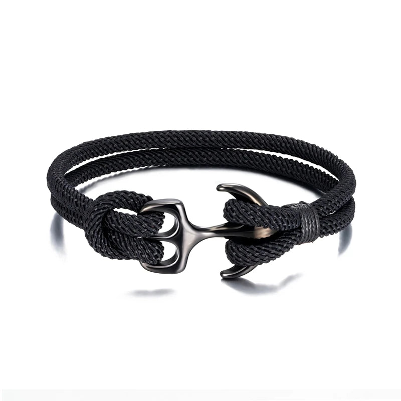 Mkendn Gancho,Braceletes para Homens, strand náutico sobrevivência corda para cordistas, pulseira feminina preto aço inoxidável esportes