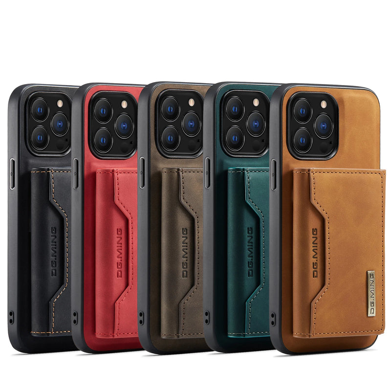 Capa de couro magnética destacável para iPhone, capa é carteira, suporte de cartões, 2 em 1  iPhone 15 ProMax